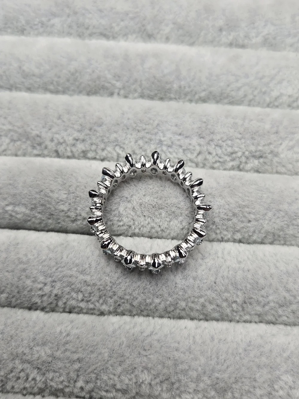 Size 7 Aquamarine Cubic Zirconia Eternity Ring Rhodium Plating Bomb Party